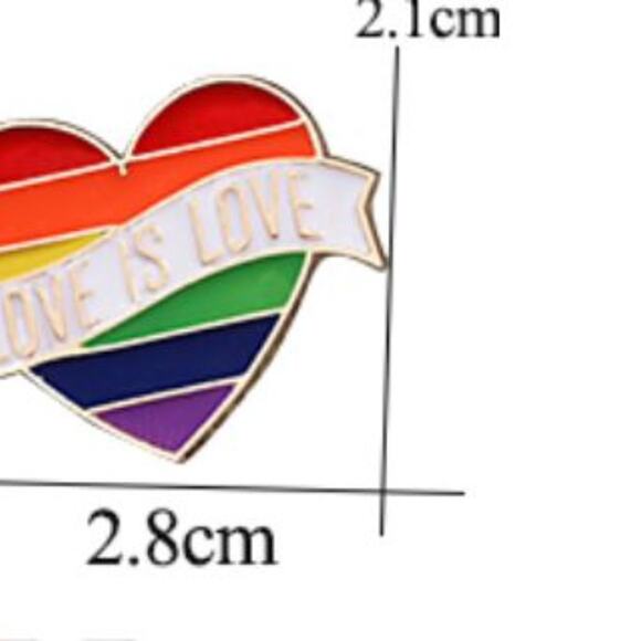 Love is Love Heart Rainbow Pin Brooch - Picture 2 of 2